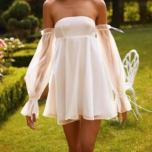 Alamour The Label White Strapless Long Sleeve Dress
